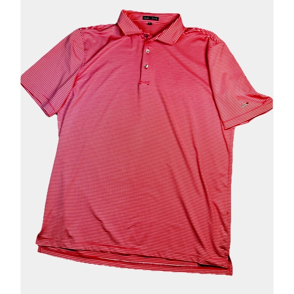 Southern Point Co Striped Short Sleeve Performance 3 Button Polo Shirt Large EC